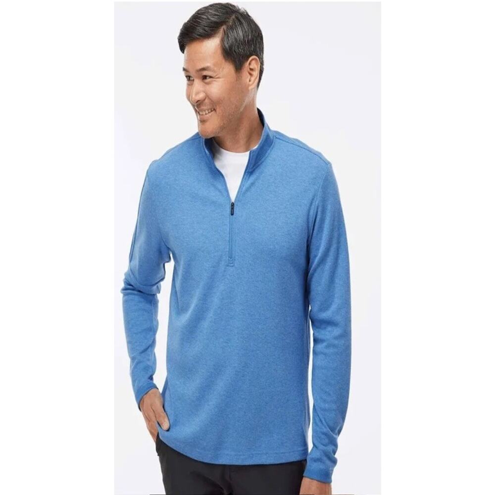 Adidas A554 3-Stripes Quarter-Zip Sweater W/ Embroidered Logo Seeing Double Sz M